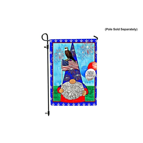 GOD BLESS AMERICA Gnome Eagle Double Sided Patriotic Garden Flag 4th of July NEW - Picture 6 of 8